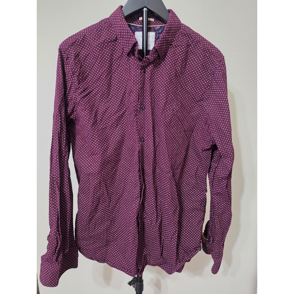 Cactus Man Ricky Singh Mens XL Burgundy Micro Dot Long Sleeve Button Down Shirt